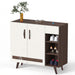 Oleye 2 Doors Shoe Rack Cabinet with Drawer |Wenge & White