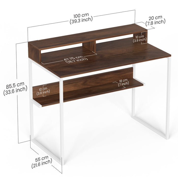 Corbyn Plus Study and Computer Laptop Table with Monitor Stand for Home or Office, WFH Desk, with Shelves Storage for Books and Décor Display, DIY(Do It Yourself)