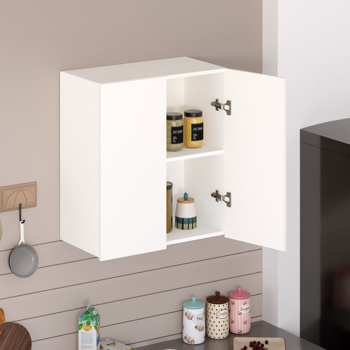 Opryt Engineered Wood Kitchen Cabinet Rack, Wall Mounted Storage Cabinet for Kitchen Utensils, Jars, Spices, Space Saving Modular Cupboard for Home & Kitchen DIY (White)