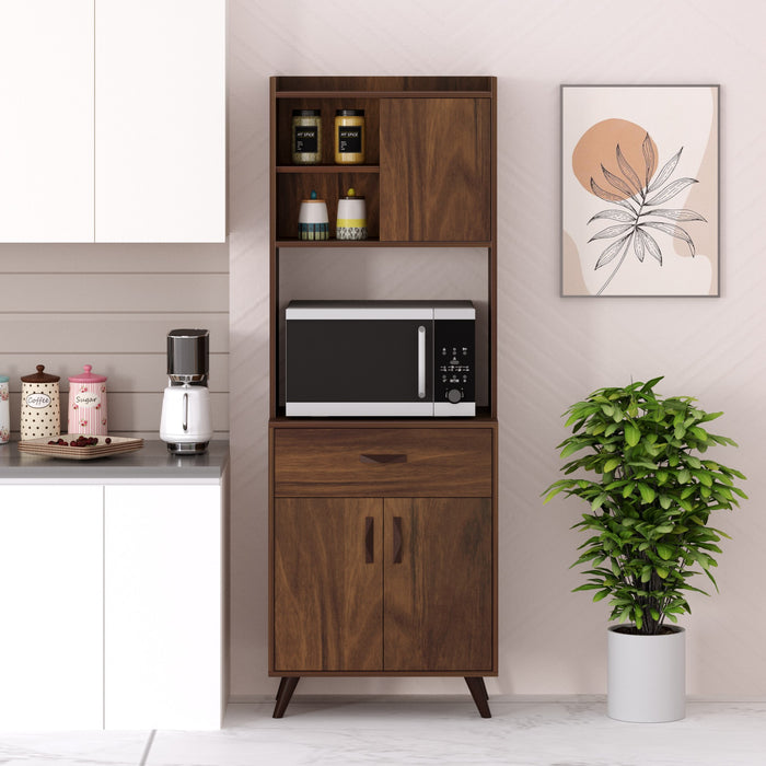 Serrenh Engineered Wood Kitchen Cabinet, Floor Mounted Storage Unit for Kitchen Microwave, Utensils, Jars, Spices, Modular Cupboard for Home & Kitchen DIY