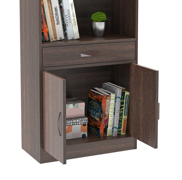 Seonn Bookshelf Cabinet with Storage Shelves & Drawer |Wenge