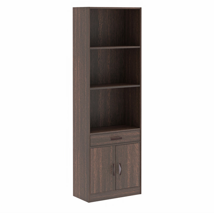 Seonn Bookshelf Cabinet with Storage Shelves & Drawer |Wenge