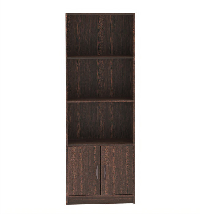 Seonn Bookshelf Cabinet Book Rack Organizer with Shelves for Décor Display, Drawer and 2 Doors Cabinet Floor Standing for Home Library (Without Drawer) |Wenge