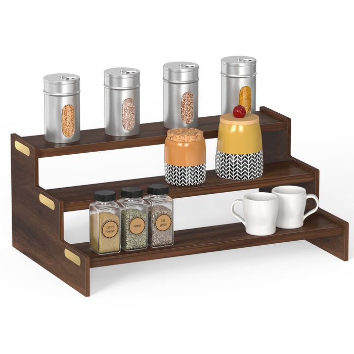 Dolvin Ladder Style Engineering Wood Spice Masala Rack Shelf Stand Organizer/Spice Bottle Display Rack & Cup Stand for Home & Kitchen, DIY (Do it Yourself)