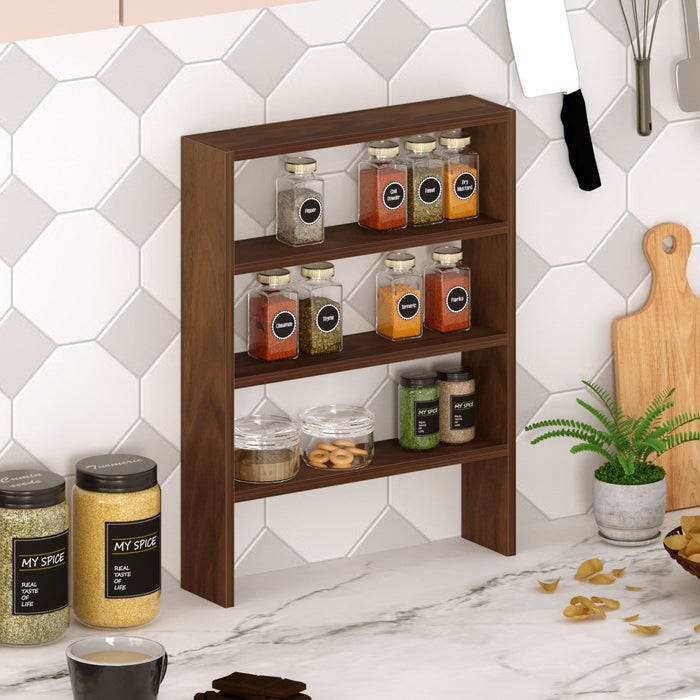 Yobeo 4 Tier Engineering Wood Spice Masala Rack Shelf Stand Organizer/Spice Bottle Display Rack & Cup Stand for Home & Kitchen, DIY (Do it Yourself)