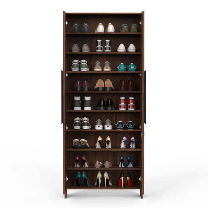 Brooklyn Highline Multipurpose Shoe Rack, Storage File Cabinet Organizer, Slipper Footwear Stand can Store Up to 28 Pairs for Living Room Home DIY (Brown Maple) (75.7 x 31.7 x 180) CM