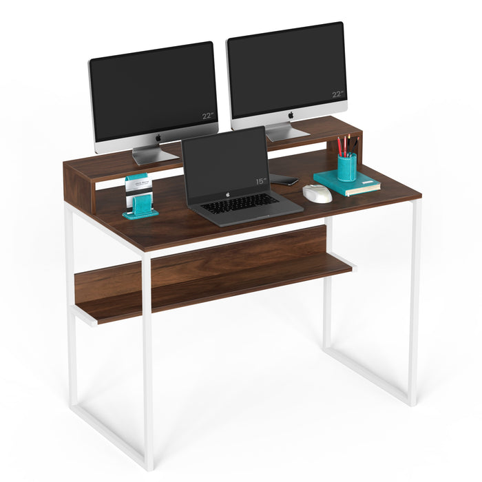 Corbyn Plus Study and Computer Laptop Table with Monitor Stand for Home or Office, WFH Desk, with Shelves Storage for Books and Décor Display, DIY(Do It Yourself)