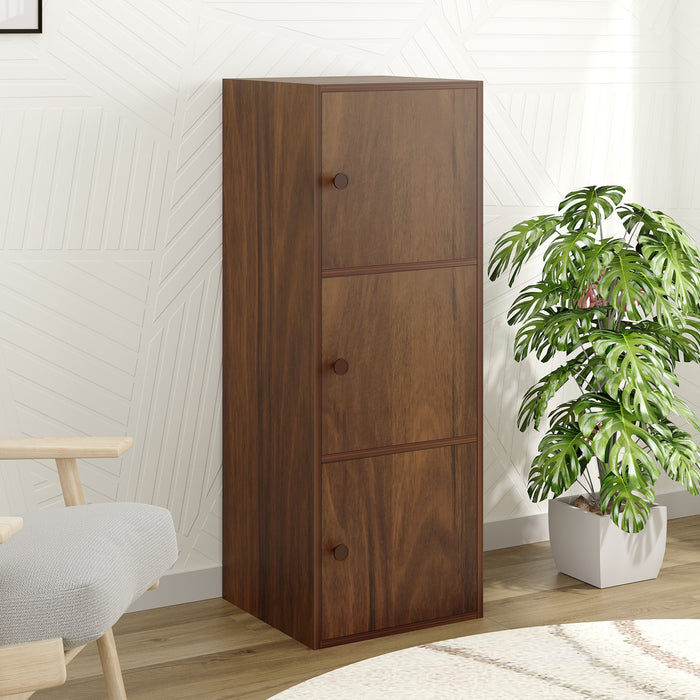 Calcio 3-Tier Storage Unit Cabinet Rack Organizer Wardrobe Almirah Cupboard for Clothes with Multiple Closed Shelves for Bedroom Kitchen Living Room Home, DIY