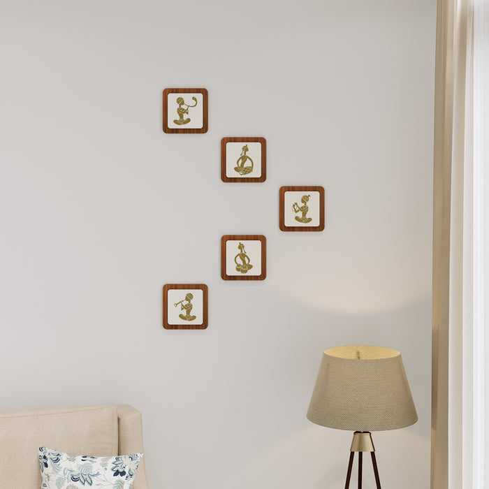 Ceccili Wall Hanging Wooden, Acrylic & Golden Screen Printing Musician Decorative Wall-Art for Living Room, Bedroom, Office & Shop (Brown & Golden)
