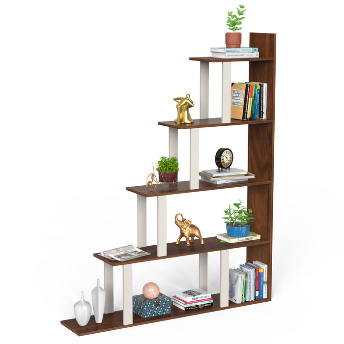 Wolabey Ladder Style Bookshelf |Maple & White