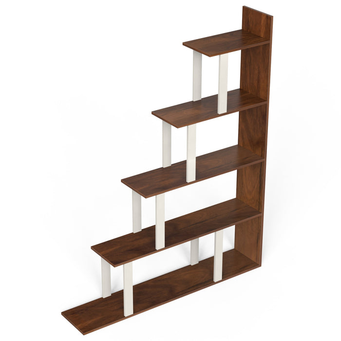 Wolabey Ladder Style Bookshelf |Maple & White