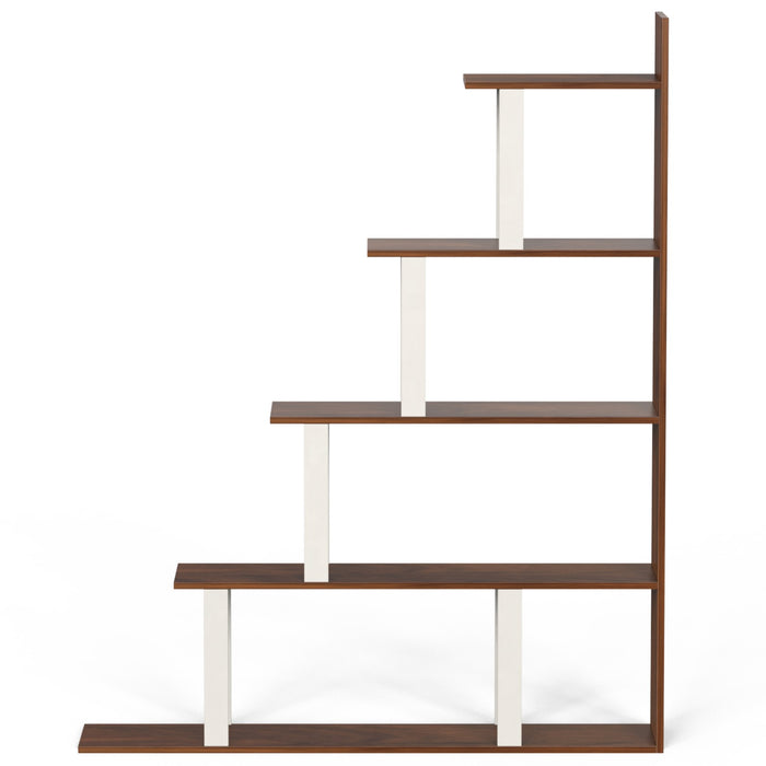Wolabey Ladder Style Bookshelf |Maple & White