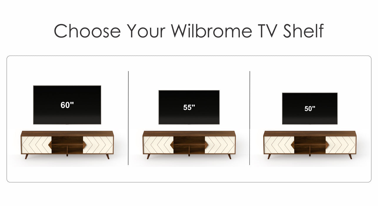 Wilbrome TV Entertainment Unit & Cabinet with Storage Shelves, up to 65" (Brown Maple & Frosty)