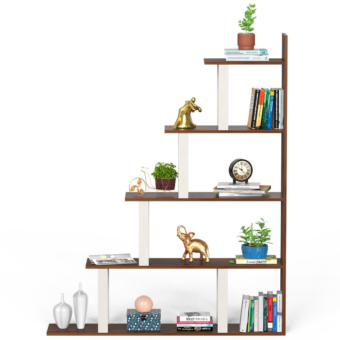 Wolabey Ladder Style Bookshelf |Maple & White