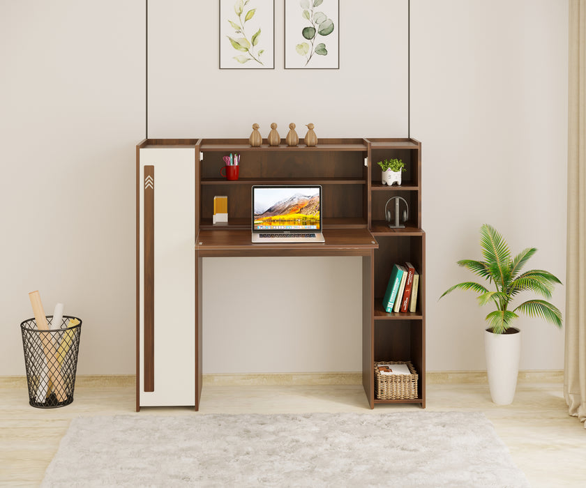 Walden Study Table Brown Maple & White