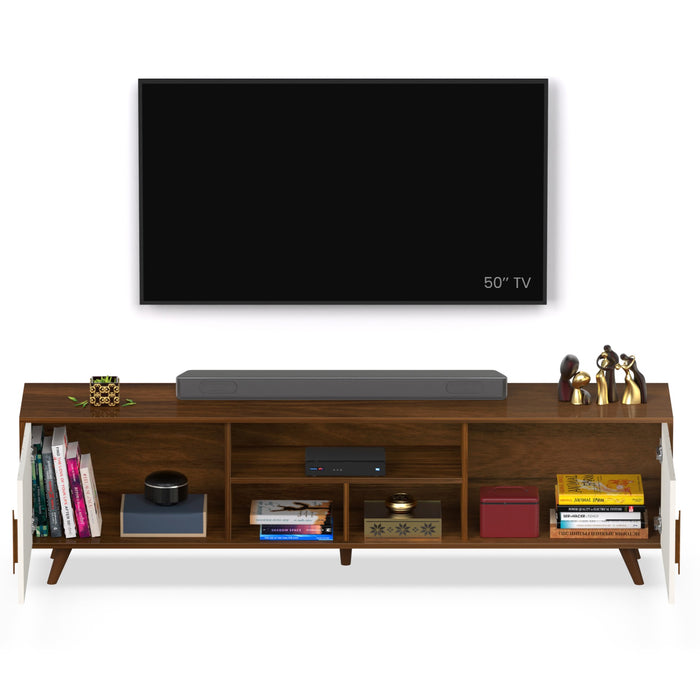 Wilbrome TV Entertainment Unit & Cabinet with Storage Shelves, up to 65" (Brown Maple & Frosty)