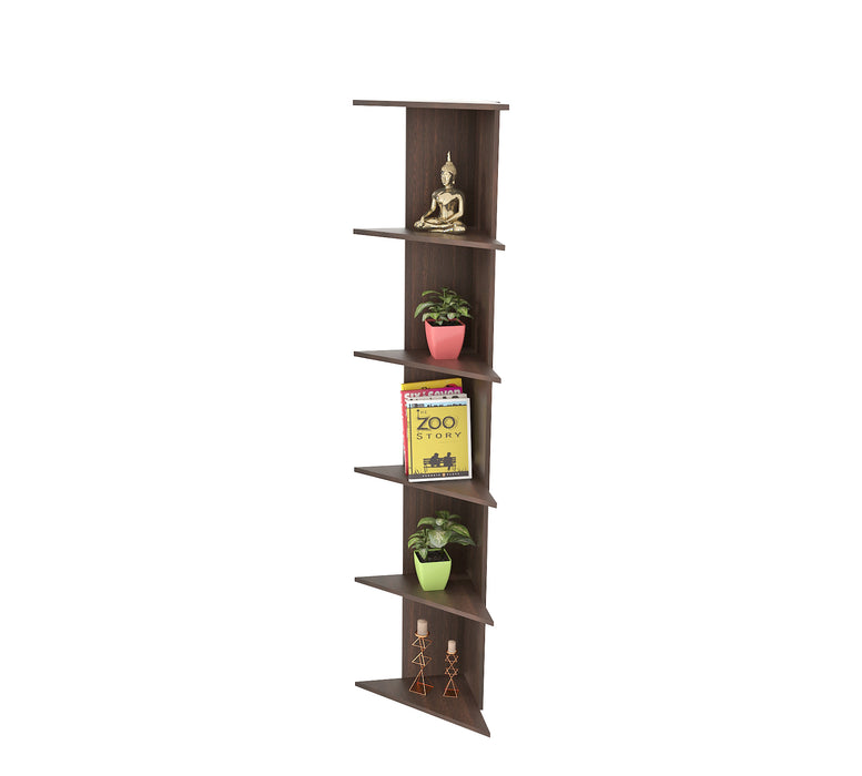 Bluewud Cadlic Engineered Wood Lifestyle Wall Corner Shelf / Display Rack (Wenge)