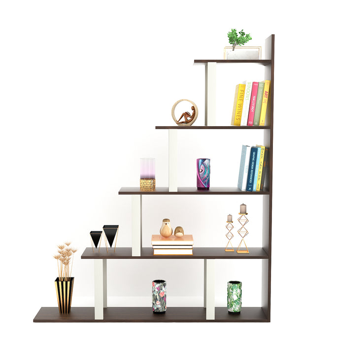 Wolabey Ladder Style Bookshelf |Wenge & White