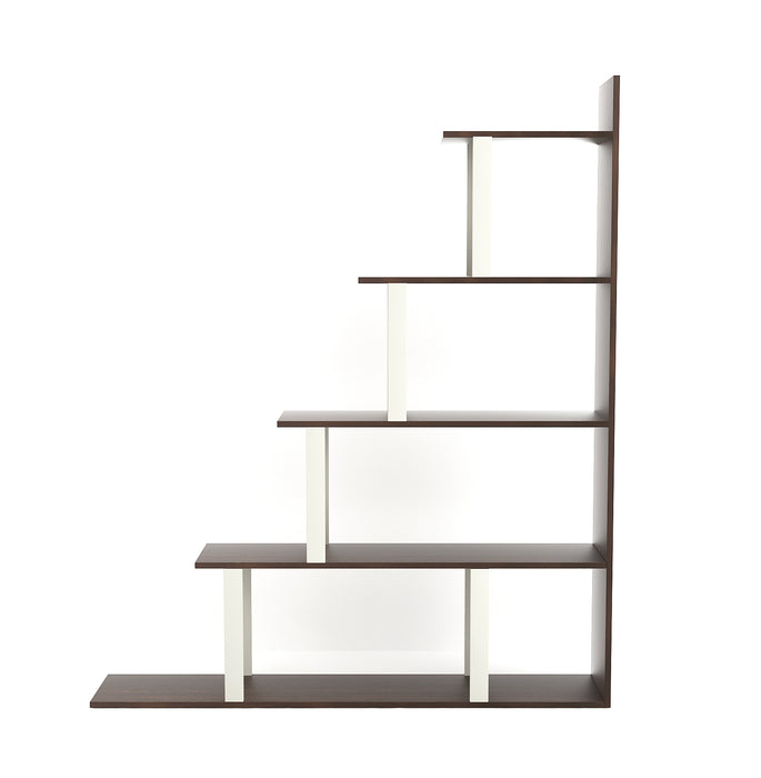 Wolabey Ladder Style Bookshelf |Wenge & White
