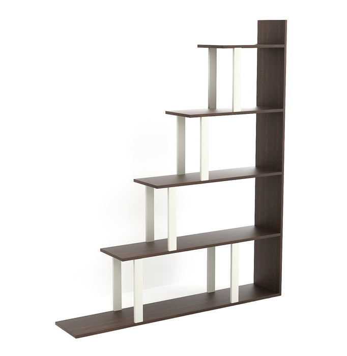 Wolabey Ladder Style Bookshelf |Wenge & White