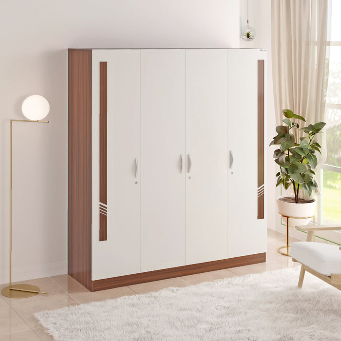 Andrie 4 Door Wardrobe with Drawer (Walnut & Frosty)
