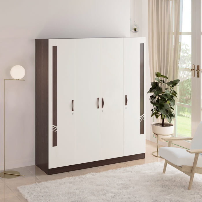 Andrie 4 Door Wardrobe with Drawer (Wenge & Frosty)