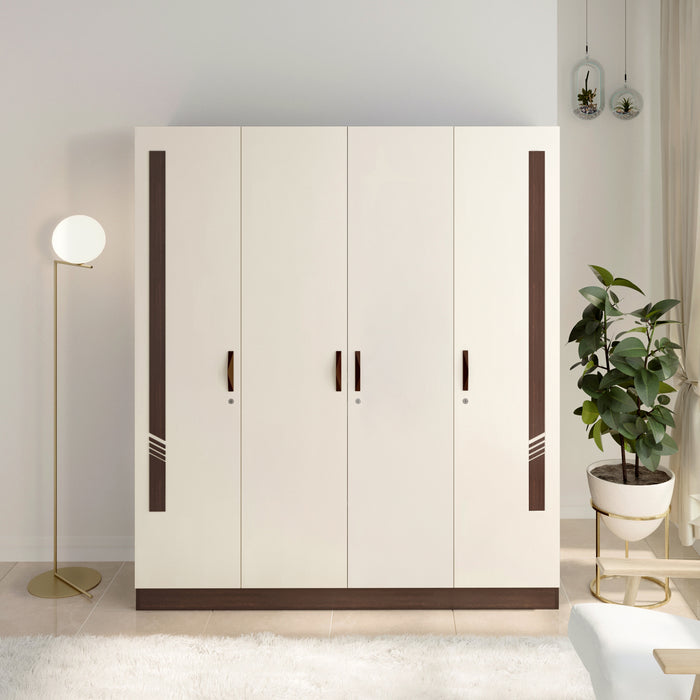 Andrie 4 Door Wardrobe with Drawer |Wenge & White
