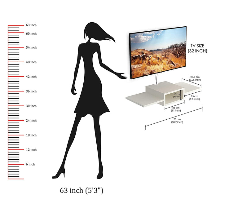 BLUEWUD Aero TV Entertainment Unit/Wall Set Top Box Stand Shelf (White - Standard)
