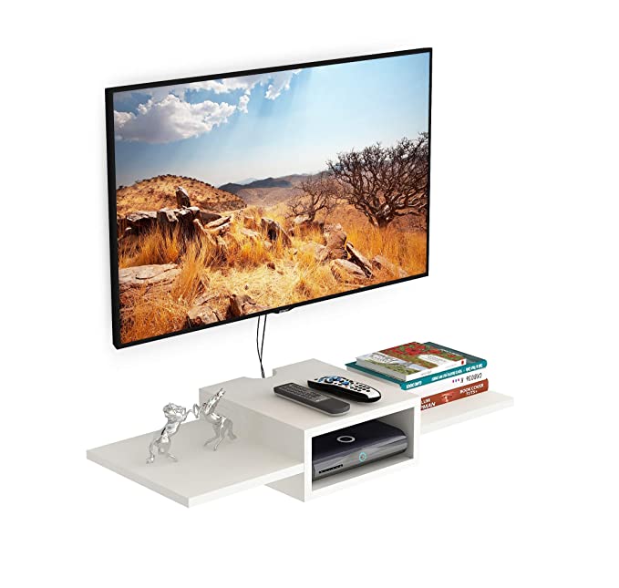 BLUEWUD Aero TV Entertainment Unit/Wall Set Top Box Stand Shelf (White - Standard)