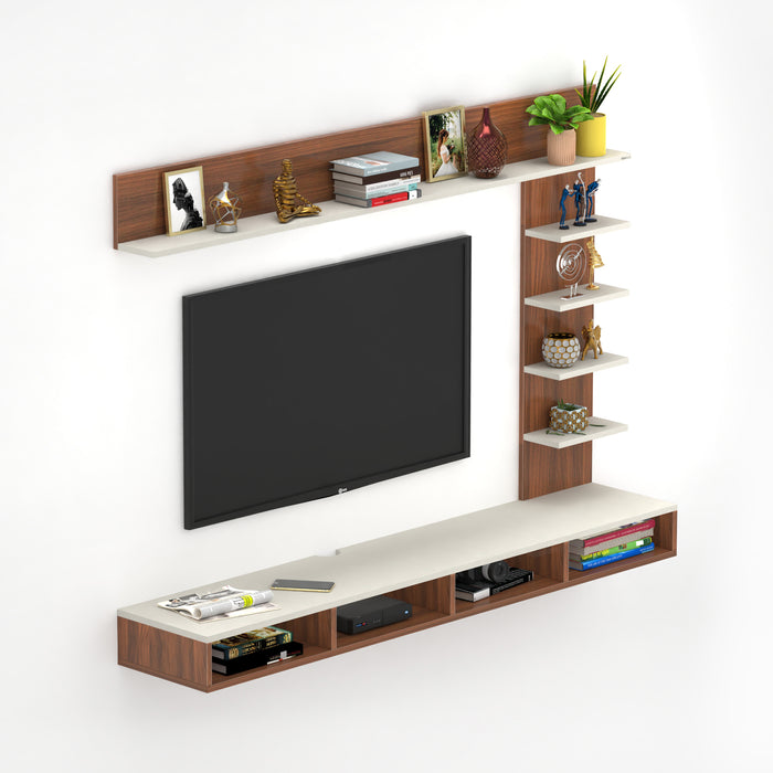 Primax Plus TV Unit Large, Ideal for Up to 50" |Walnut & Frosty White