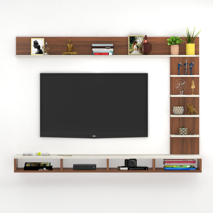 Primax Plus TV Unit Large, Ideal for Up to 50" |Walnut & Frosty White