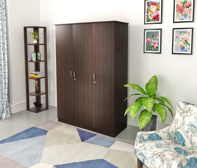 Bluewud Andrie Engineered Wood 3 Door Wardrobe With Drawer (Wenge)