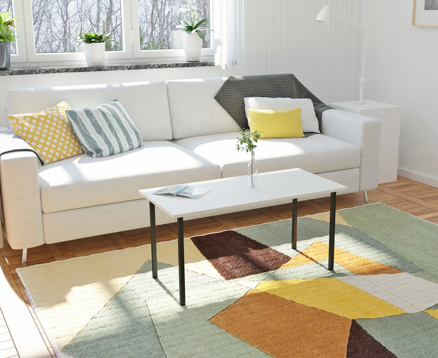 Bluewud Gustowe Engineered Wood Coffee / Center Table (Frosty White, Rectangular)