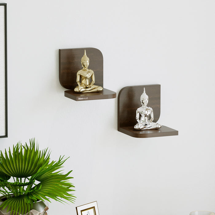 Feuille Wall Shelf (Wenge, Set of 2) - Bluewud