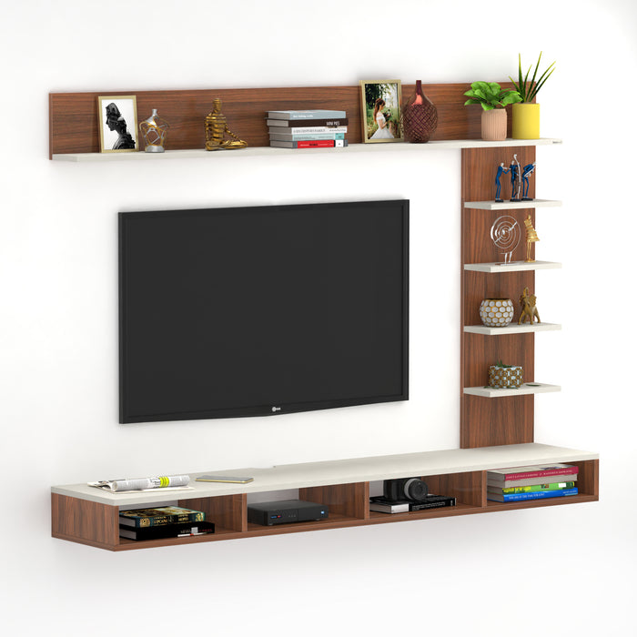Primax Plus TV Unit Large, Ideal for Up to 50" |Walnut & Frosty White