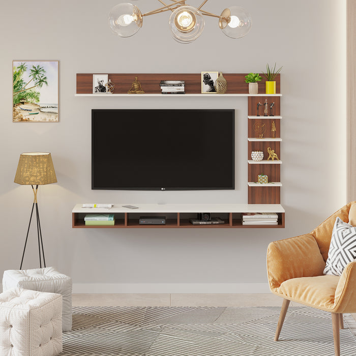 Primax Plus TV Unit Large, Ideal for Up to 50" |Walnut & Frosty White