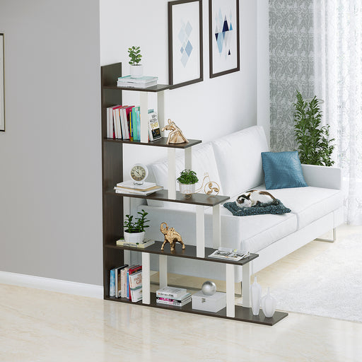 Wolabey Ladder Style Bookshelf |Wenge & White