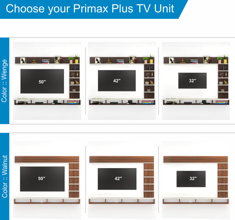 Primax Plus TV Unit Large, Ideal for Up to 50" |Wenge & Frosty White