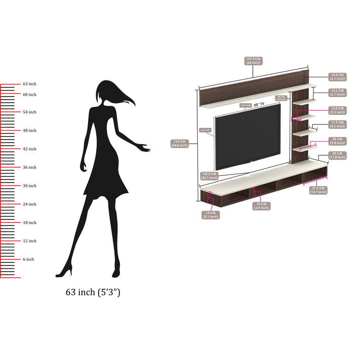 Primax Plus TV Unit Large, Ideal for Up to 50" |Wenge & Frosty White