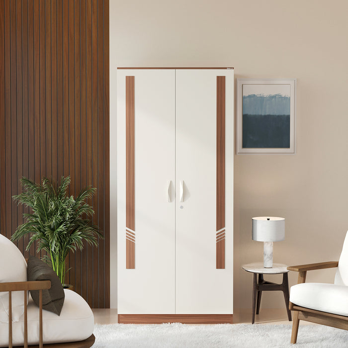 Andrie 2 Door Wardrobe with Drawer |Walnut & White