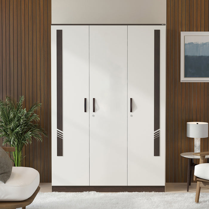 Andrie 3 Door Wardrobe with Drawer |Wenge & Frosty White