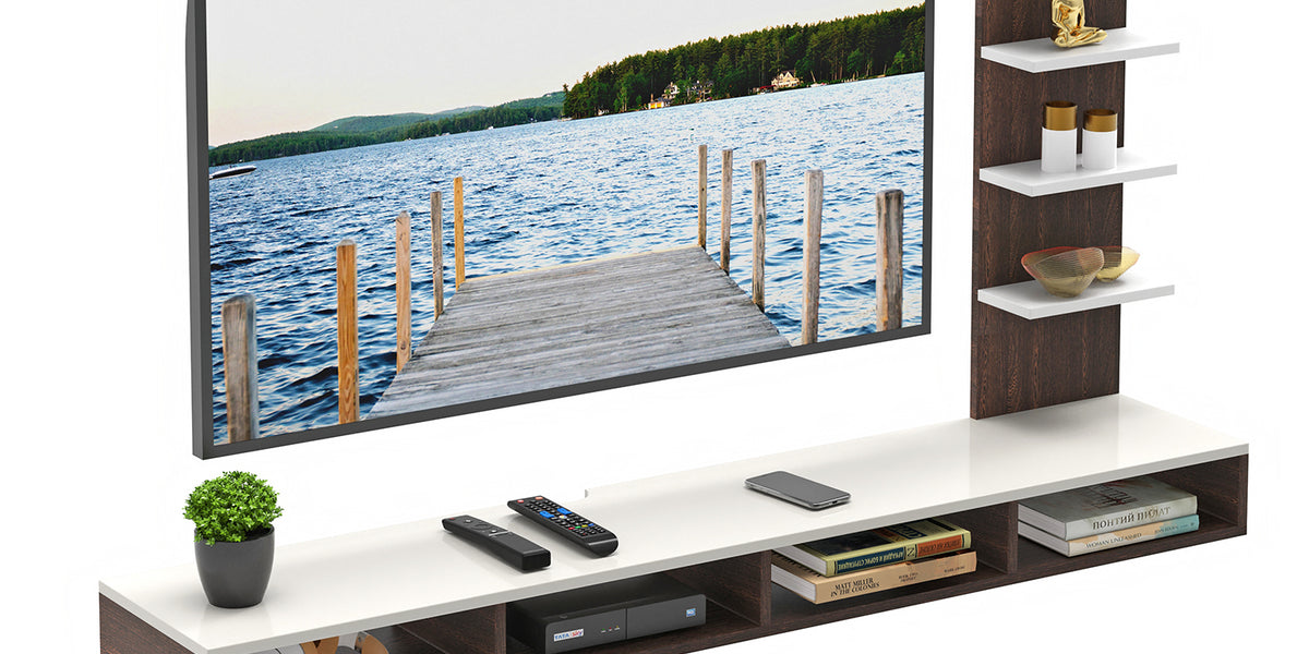 Wall Mounted TV stand, Wall Mount TV Unit, Wooden TV Unit — Bluewud