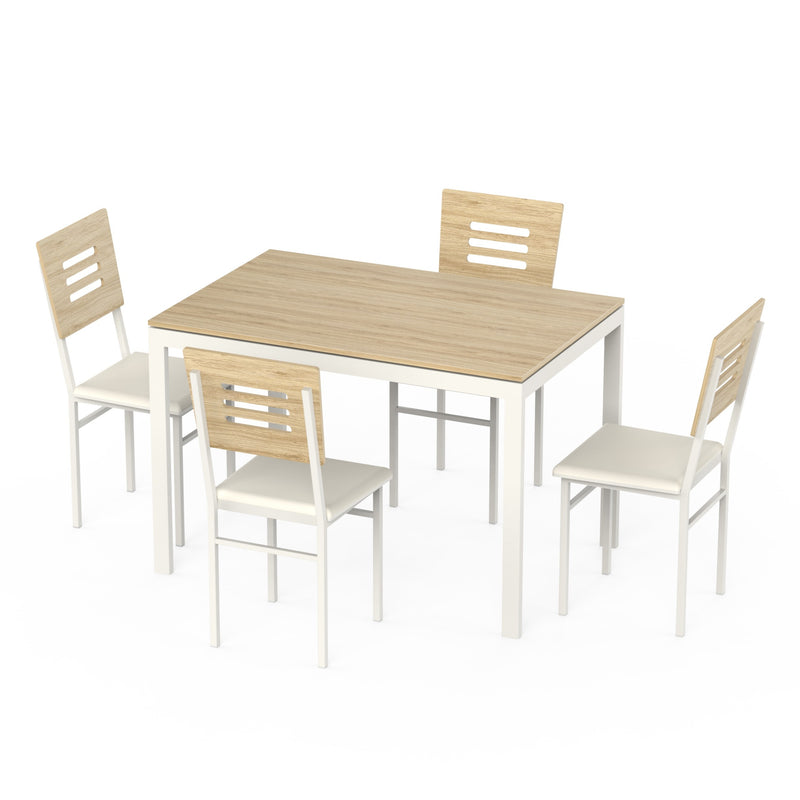 Halven 4 Seater Dining Table Set for Home | Compact Modern Dining Table with 4 Chairs DIY (Do it Yourself) (European Oak & White)