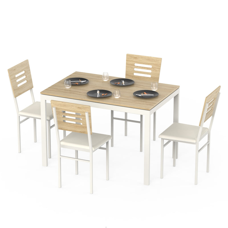 Halven 4 Seater Dining Table Set for Home | Compact Modern Dining Table with 4 Chairs DIY (Do it Yourself) (European Oak & White)