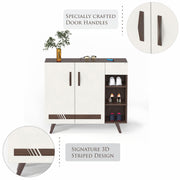 Oleye 2 Doors Shoe Rack Cabinet with Drawer |Wenge & White