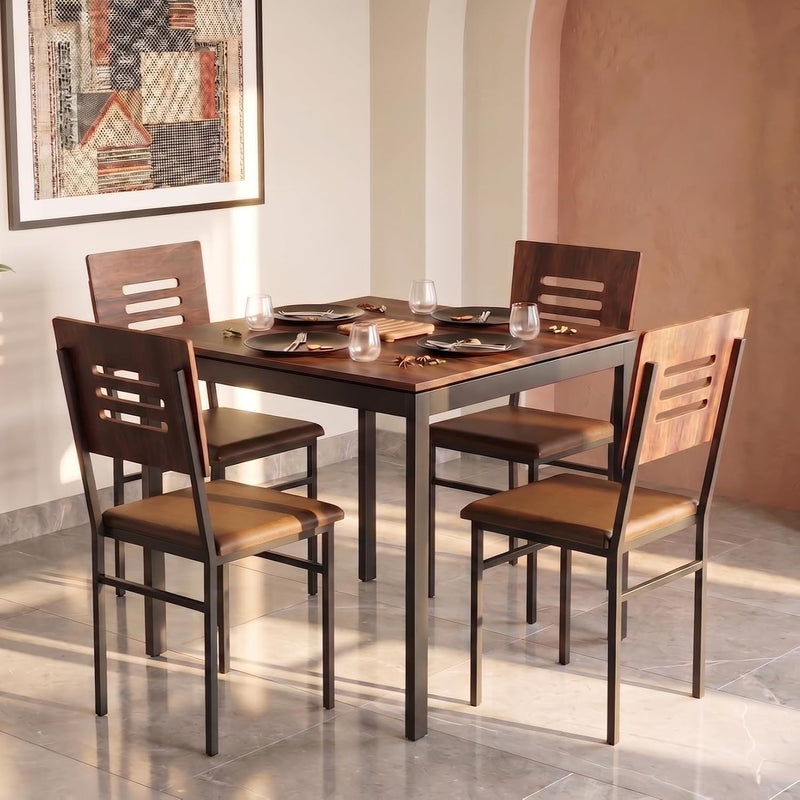 Halven 4 Seater Dining Table Set for Home | Compact Modern Dining Table with 4 Chairs