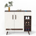 Oleye 2 Doors Shoe Rack Cabinet with Drawer |Wenge & White