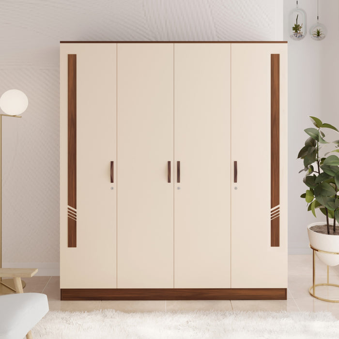Andrie 4 Door Wardrobe with Drawer |Maple & White