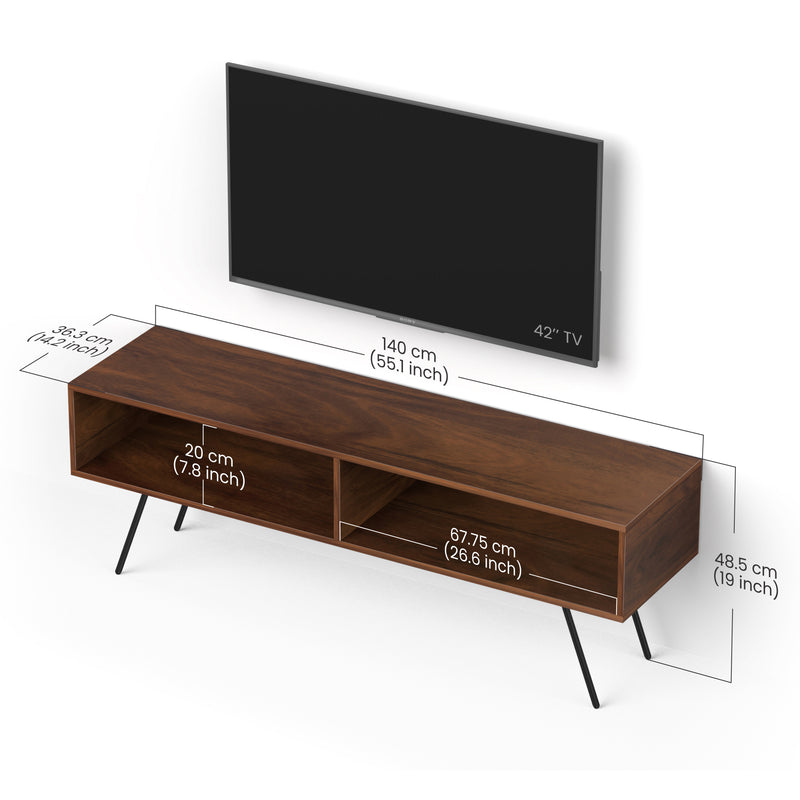 Averyl TV Unit & Cabinet ith Black Pencil Legs, Ideal for 55 Inches TV