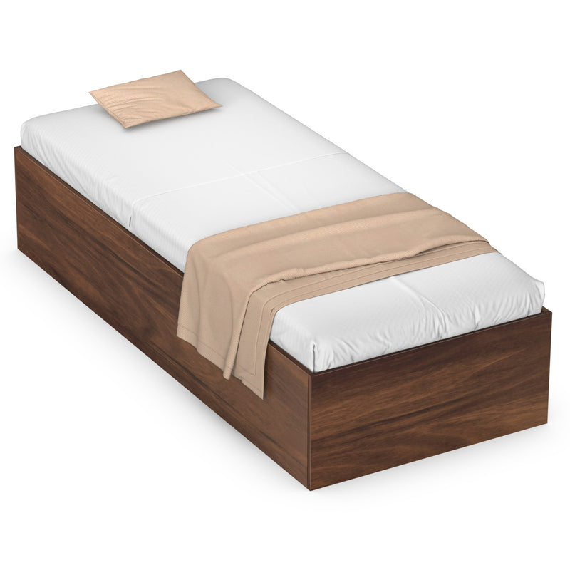 Maltein Single Diwan Bed with Storage Box for Bedroom (Brown Maple)
